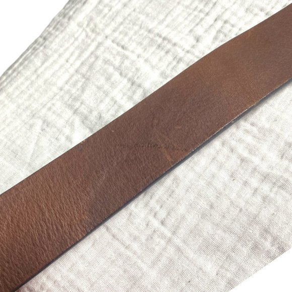 POST CARD BROWN LEATHER BELT WITH POSTCARD BUCKLE (SZ 42 / 36-38") - Picture 7 of 9